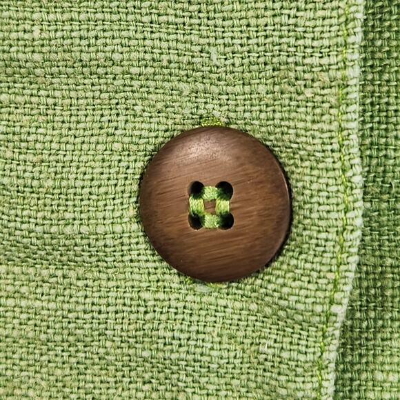 AS Ramie Blend Shacket Women’s SZ  Large Kelly Green Button Up Pointed Collar - Picture 9 of 16